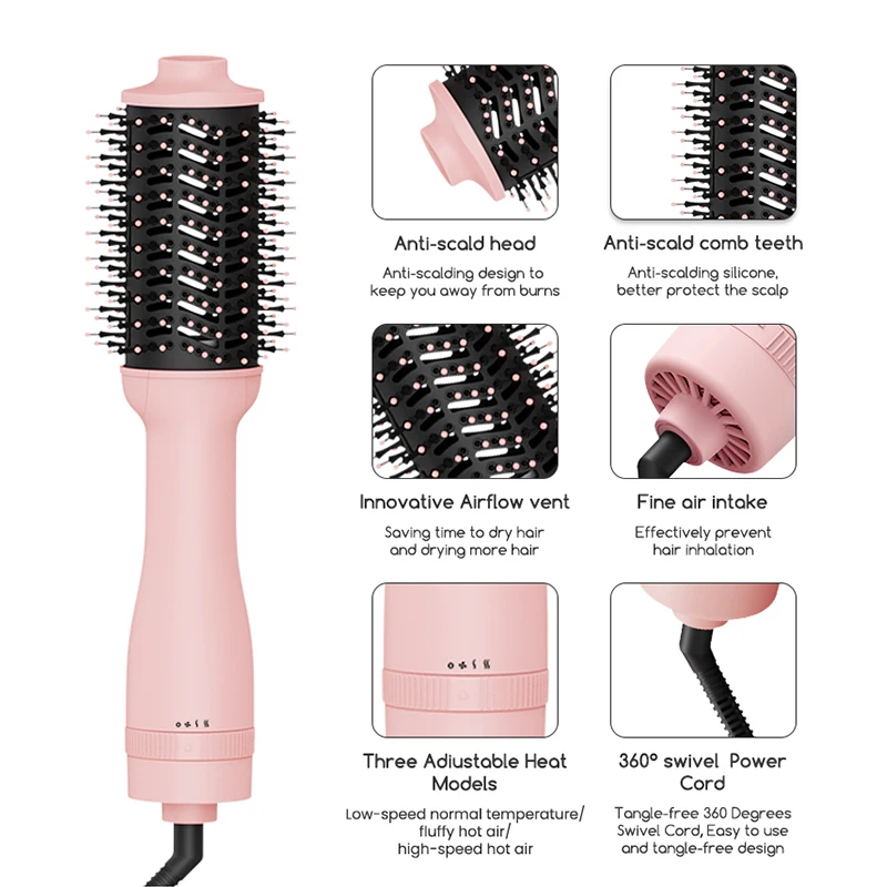 Wholesale Styling Tools Mini Straightener Comb One Step Volumizer Hair Dryer Brush with Ceramic Coating Anti Frizz Hot Air Brush
