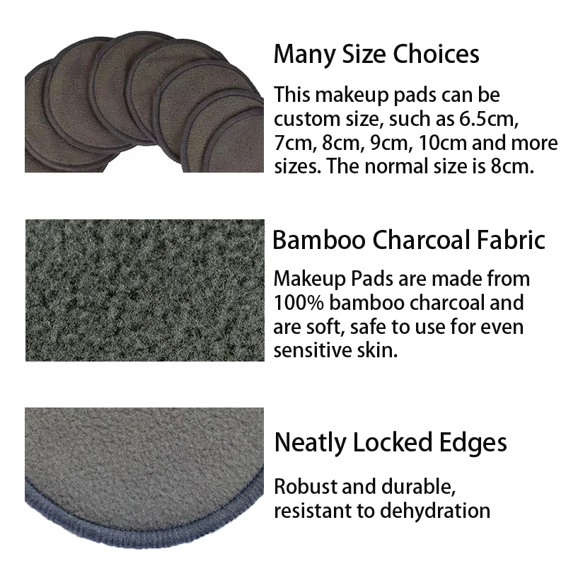 Ananbaby Wholesale Round Face Cleaning Makeup Remover Pads Reusable Organic Bamboo Charcoal Make Up Remover Pads