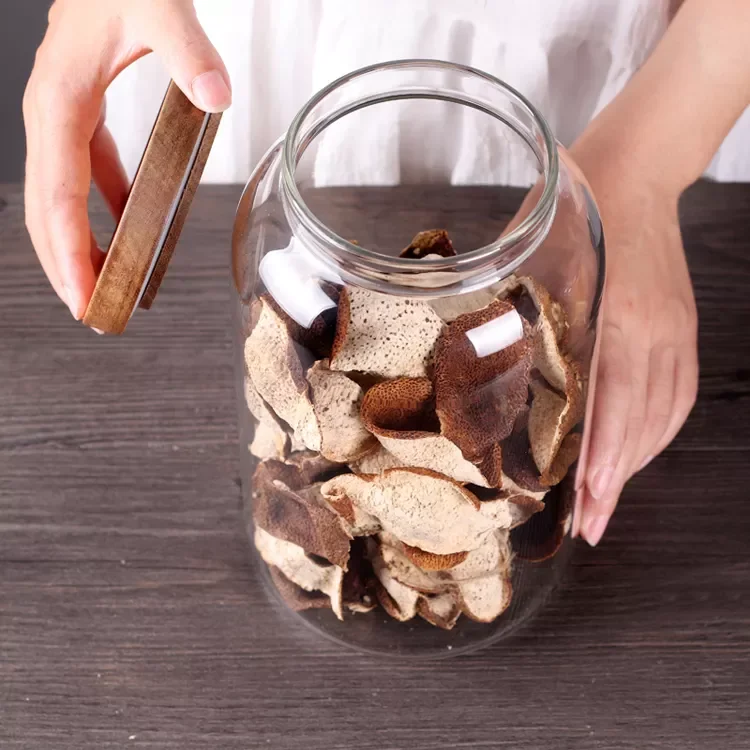 Wholesales large home high borosilicate glass jar candle jar with wooden lid