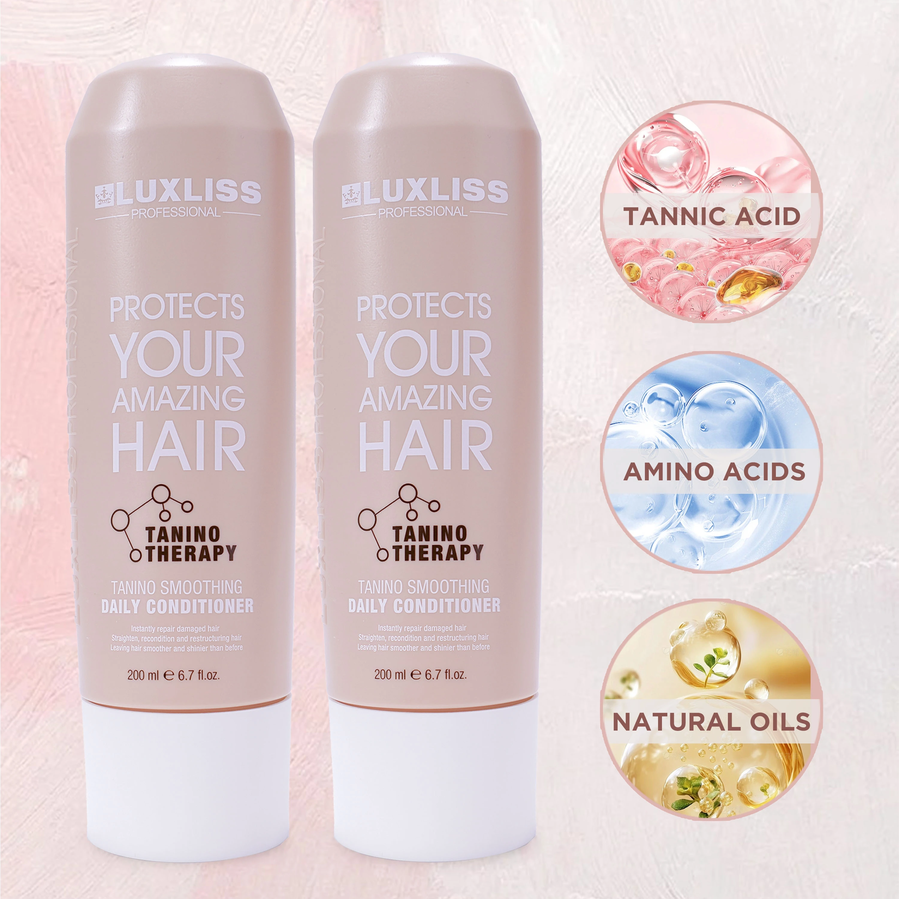 LUXLISS Natural Oil Tanino Hair Repair Conditioner Cream Private Label Nourishing Straight Hair Tannic Acid Smoothing Hair