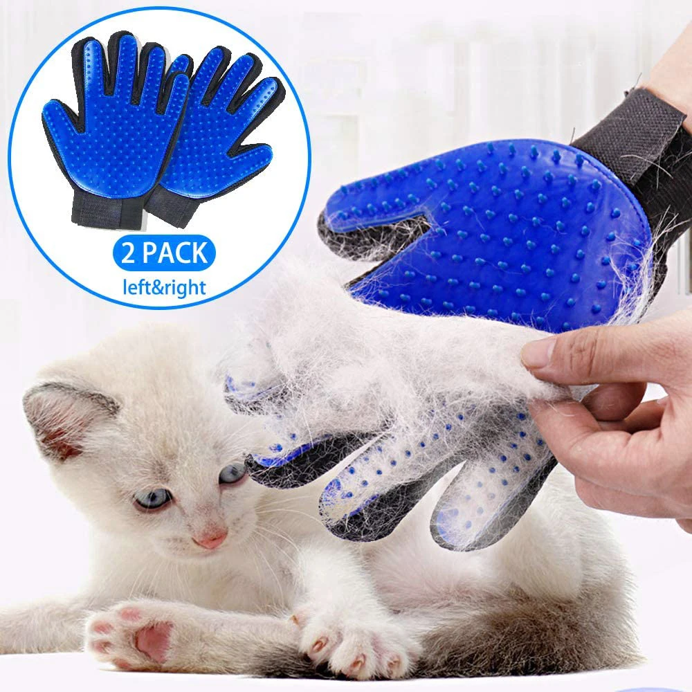 
Pet Grooming Gloves Massage Bath Brush Silicone Breathable Mesh Adjustable Wrist Dog Cleaning glove 