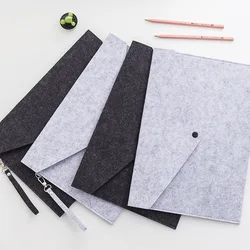 Office Supply Felt Tote File Folder Bag Grey Black Velvet Document Storage Envelope Bag Laptop Sleeve
