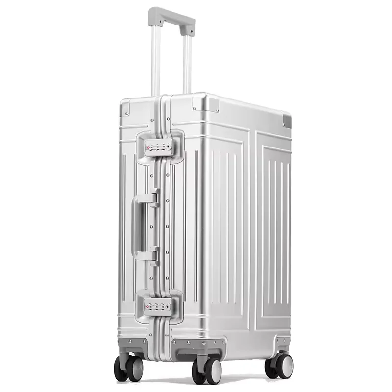 China Factory case suitcase travel luggage set for outdoors large capacity aluminum frame pure metal suitcases