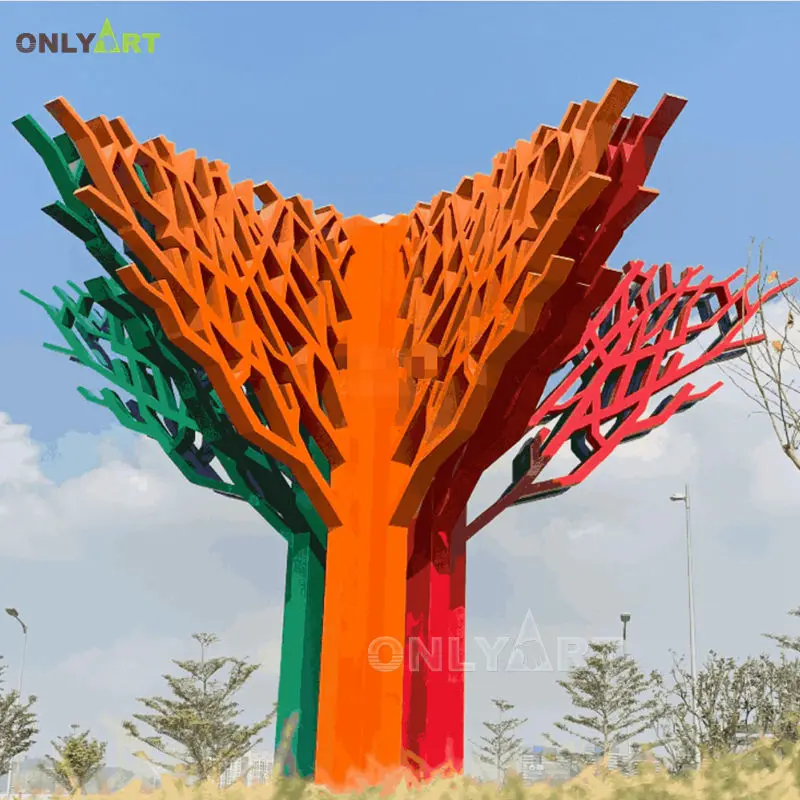 Outdoor Abstract Stainless Steel Large Metal Tree Sculpture