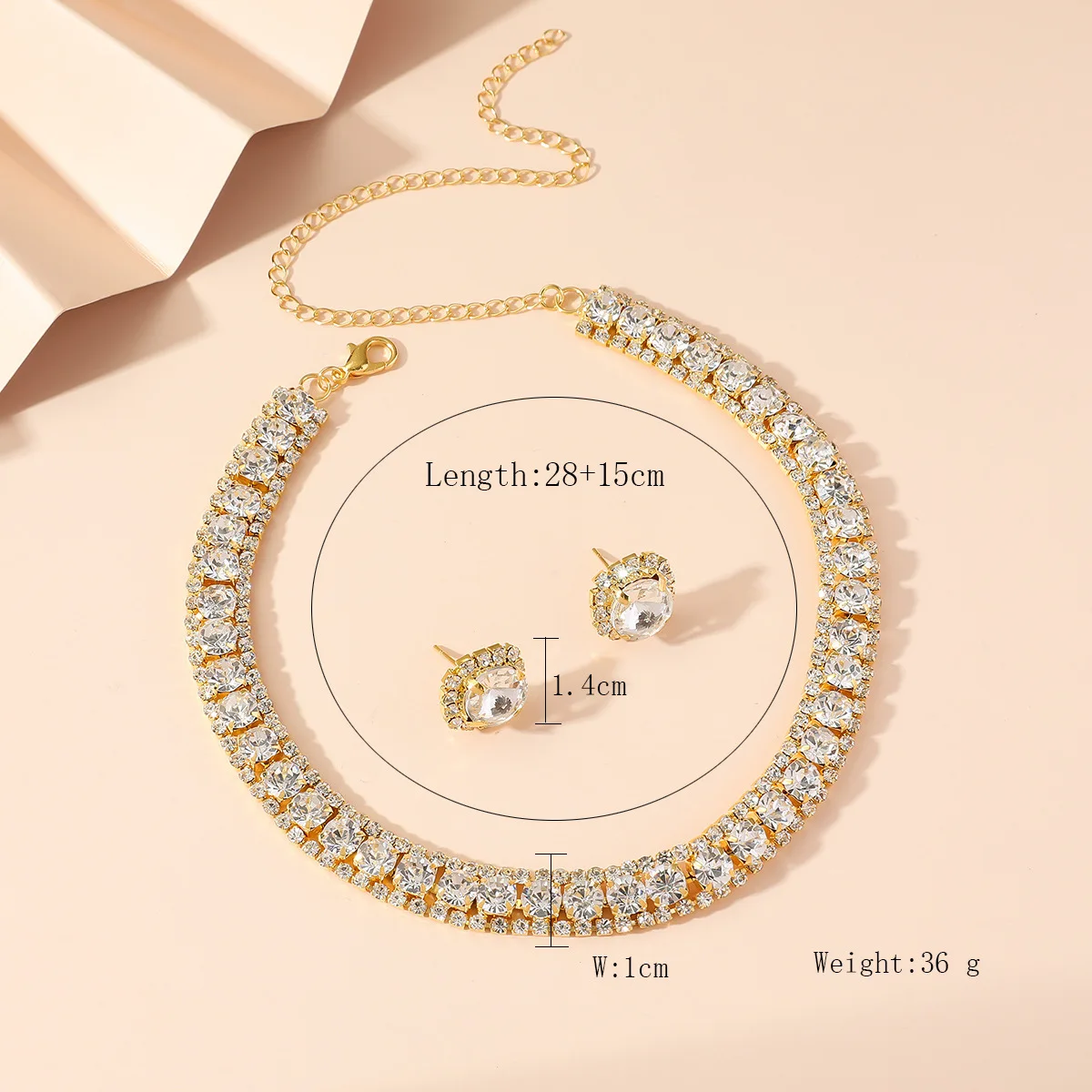 Luxury Jewelry Sets 2023 Claw Chain Rhinestone Necklace Earrings Brass Silver Set Wedding Emerald Jewelry Set For Women