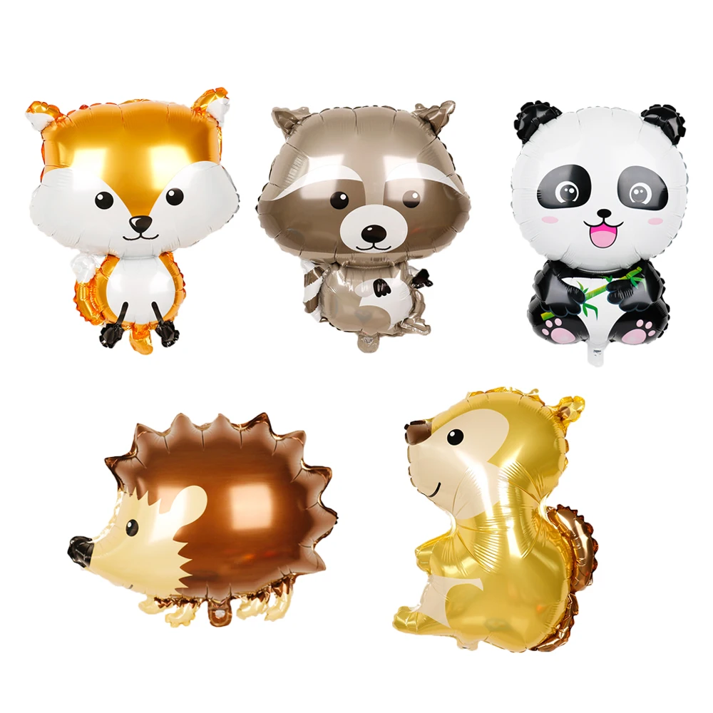 Lovely Forest Animal Aluminum Foil Cartoon Balloon Hedgehog Fox Panda Squirrel Shape Happy Birthday  Balloon Party Decoration