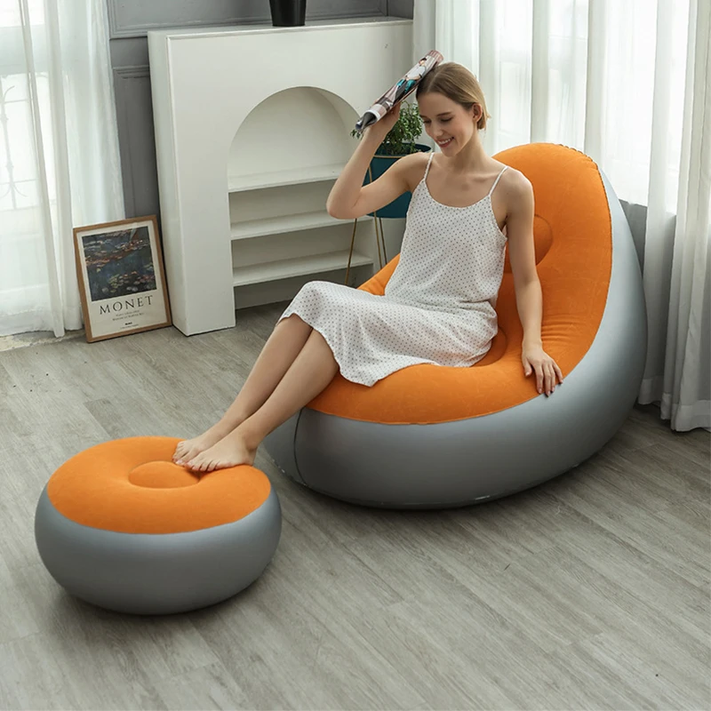 Puff Inflatable Sofa Armchair With Footrest For Leisure Rest