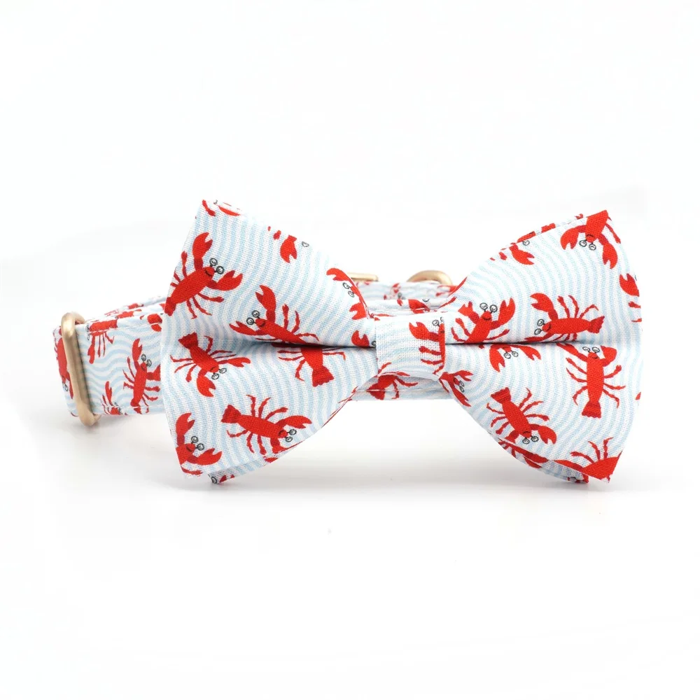 Summer Autical Lobster Dog Collar Bow Tie With Top Metal Buckle For  Mom Pet Gifts for Dog Lovers