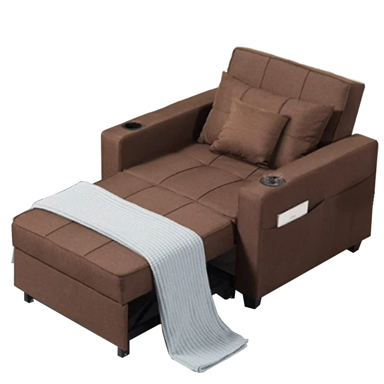 K&B multifunctional folding lounge chair recliner sofa cum bed with storage fabric guest bed sleeper sofa bed