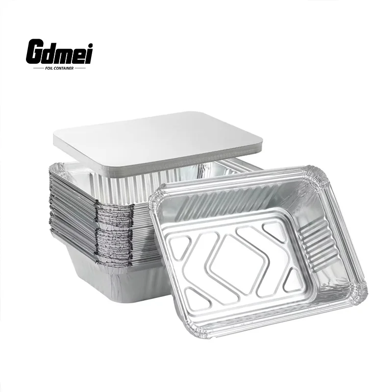 GDMEI Hot Selling High Quality Aluminium Foil Food Trays Container Small Size Disposable Aluminum Foil Pans with Lids