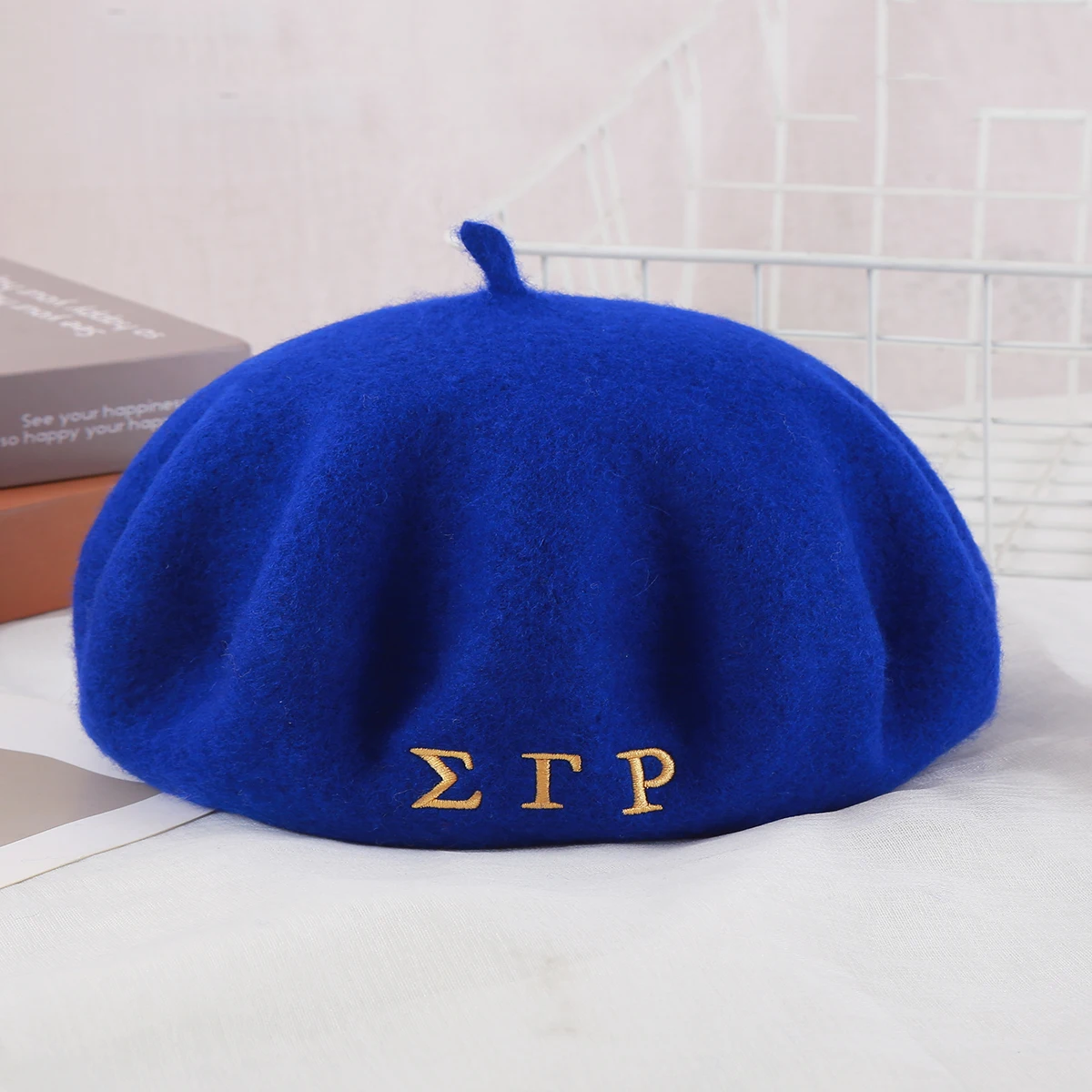 Premium Quality Cotton And Wool Made Sisterhood Sigma Gamma Rho 1922 Lady Hat Fancy SGRho Blue And Gold Tone Soror Warm Beret