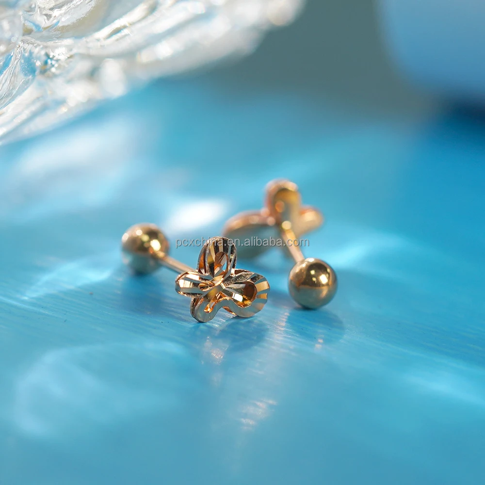 PCX Jewelry 18k Gold Jewelry Butterfly Hoop Earrings 14k 10k Set Stud Drop Earrings Custom logo Trendy Cute Cartoon for Gir