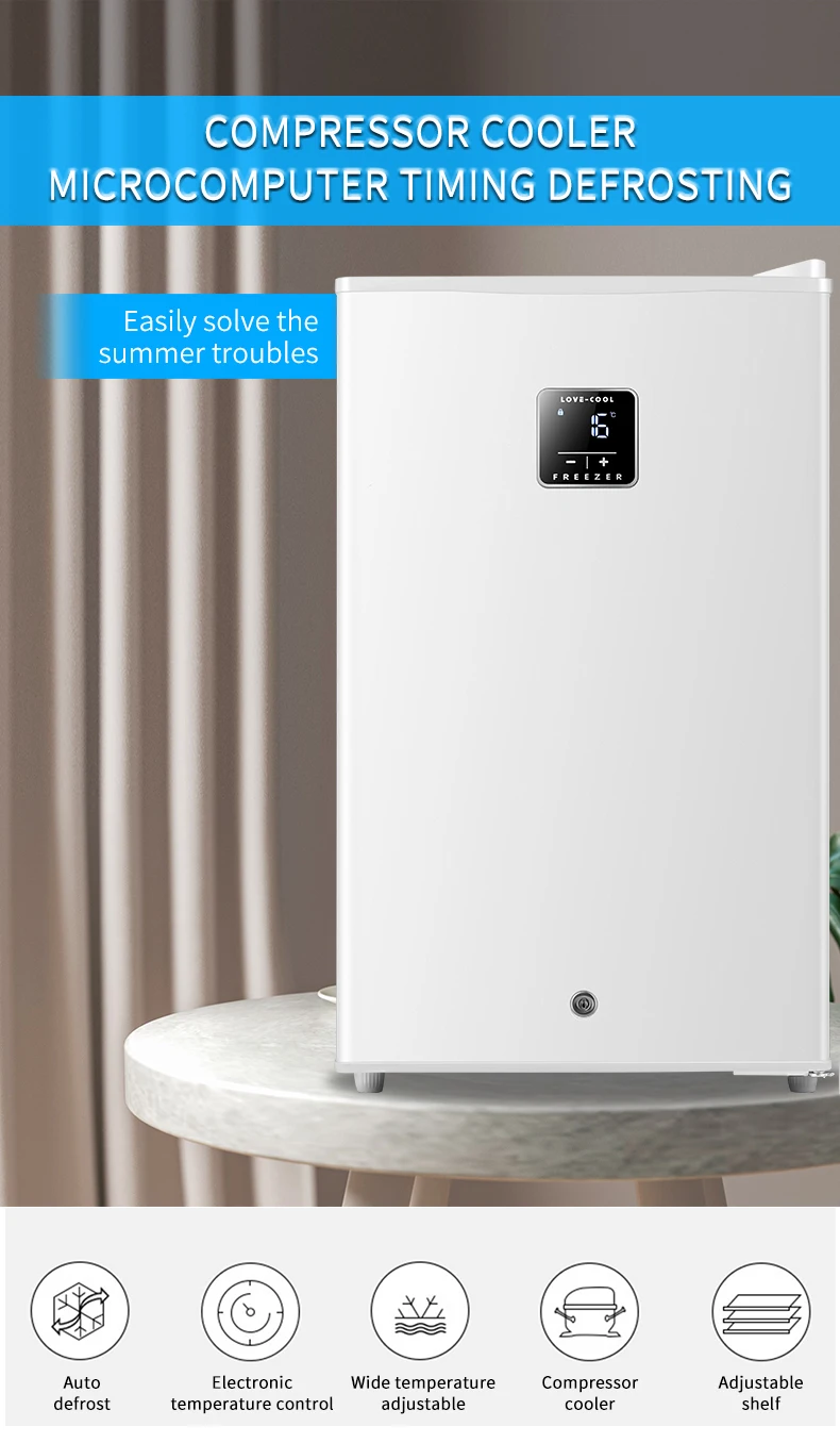 Mini Fridge Portable Compact Refrigerator Electric Cooler and Warmer 46L 6 Can for Car Boat Self-driving Camping Outdoor