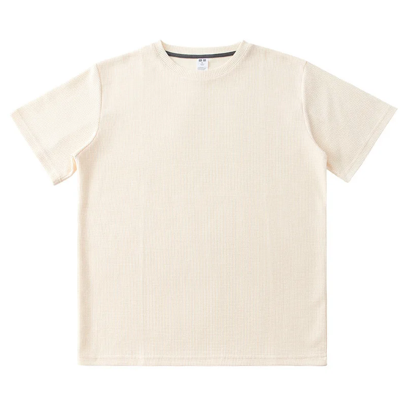 Soft 260gsm heavyweight men high quality blank loose oversized waffle t shirt for men