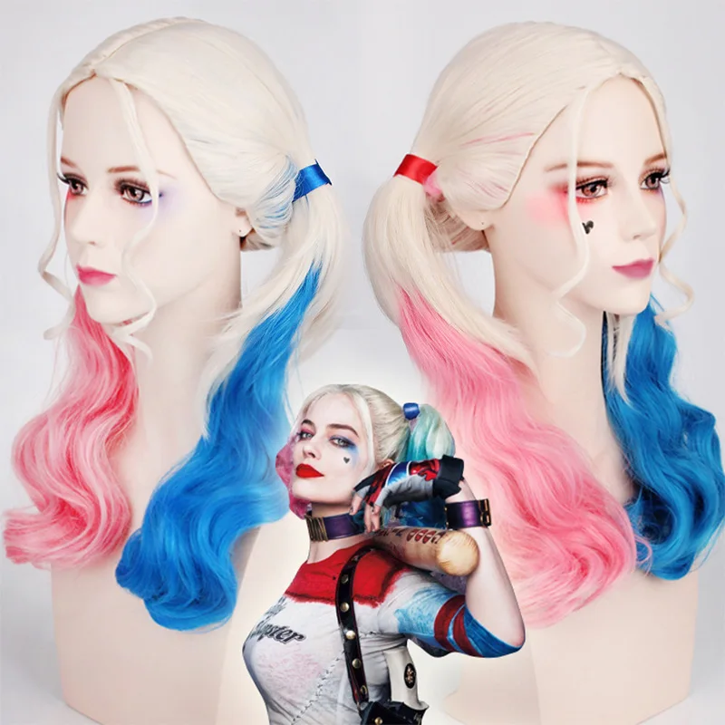 Hot Sale Kids and Adults Same Style Suicide Squad Quinn Halloween Costumes with Wig for Girls and Women