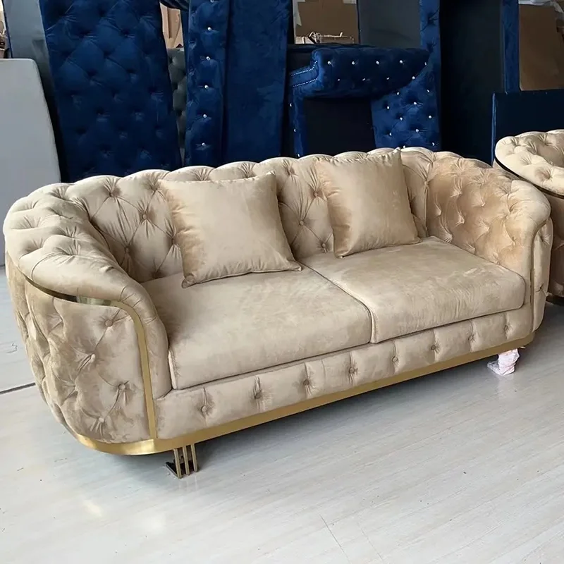 Home rooms furniture small sofa set modern luxury sectional velvet fabric 1 2 3 seater couch living room sofas for small space