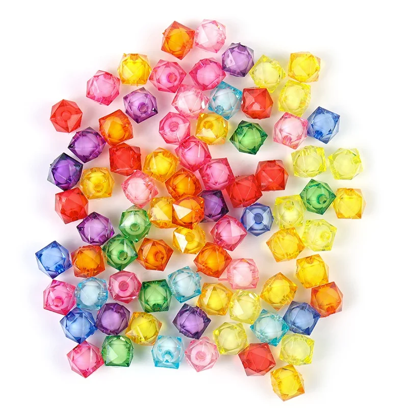 200 Pcs Colorful Acrylic Diamond Cut Square Shape Charming Beads Clear Star Crystal Beads For Jewelry Making And Bracelets
