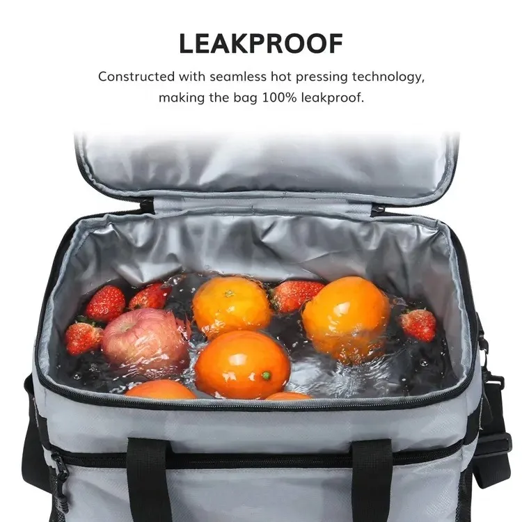 High Quality Cooler Bag Insulated Dual Compartment Lunch Bag With Soft Leakproof Liner And Reusable Aluminium Foil