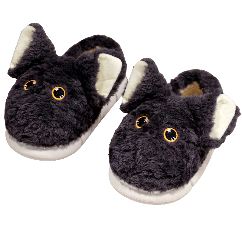 Wholesale Cute Devon Cat Fluffy Slippers for Women Soft Cotton Fabric Lining and EVA Outsole Comfortable House Shoes