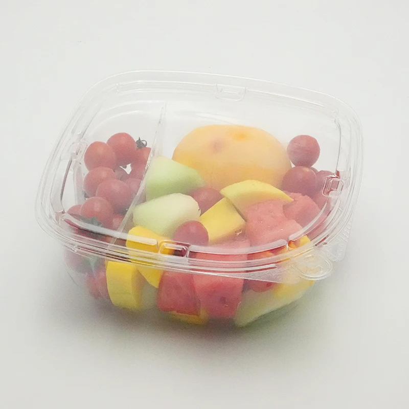 Special Design Tamper Evident Food Container 55oz Square Disposable Plastic Salad Box