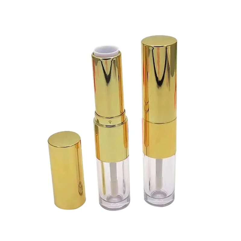 P-lan Stock Custom Logo Printing Fashion Double Head Lipstick Lip Gloss Tube Wholesale Dual Side Makeup Container