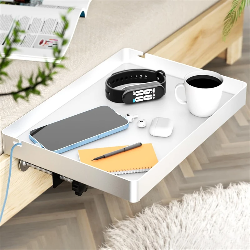 Mingtang metal material bedside shelf tray for bed, adjustable bedside wall mount organizer shelf