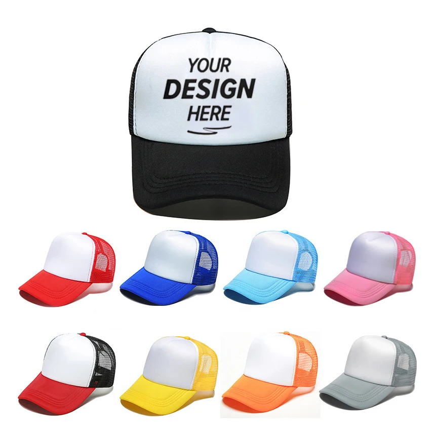 Custom Logo Designer Foam Blank 5 Panel Australia Distressed Nylon Mens 3d Embroidered Plain Suede Mesh Hat Trucke Cap