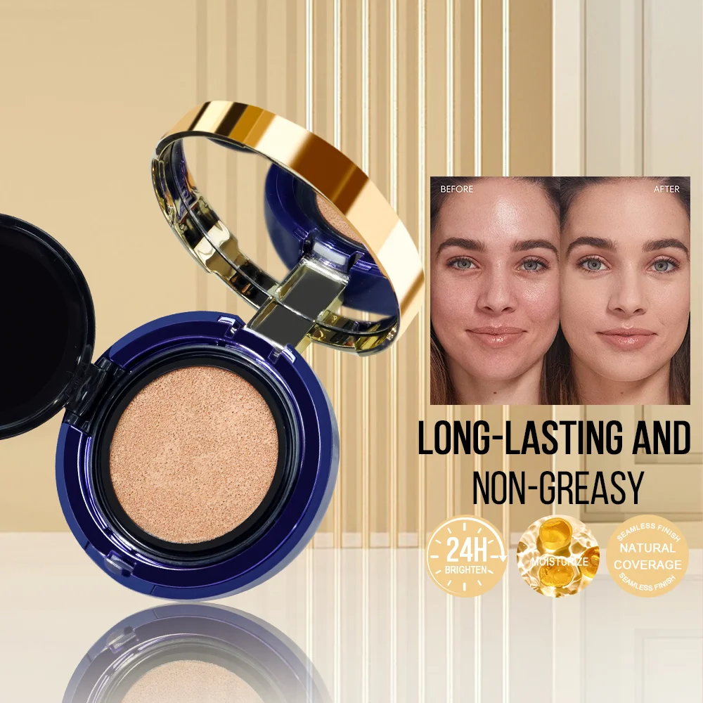 Private Label Korean Pomegranate Essence Air Cushion Sunscreen BB CC Cream Foundation Moisturizing Makeup for Dark Circles