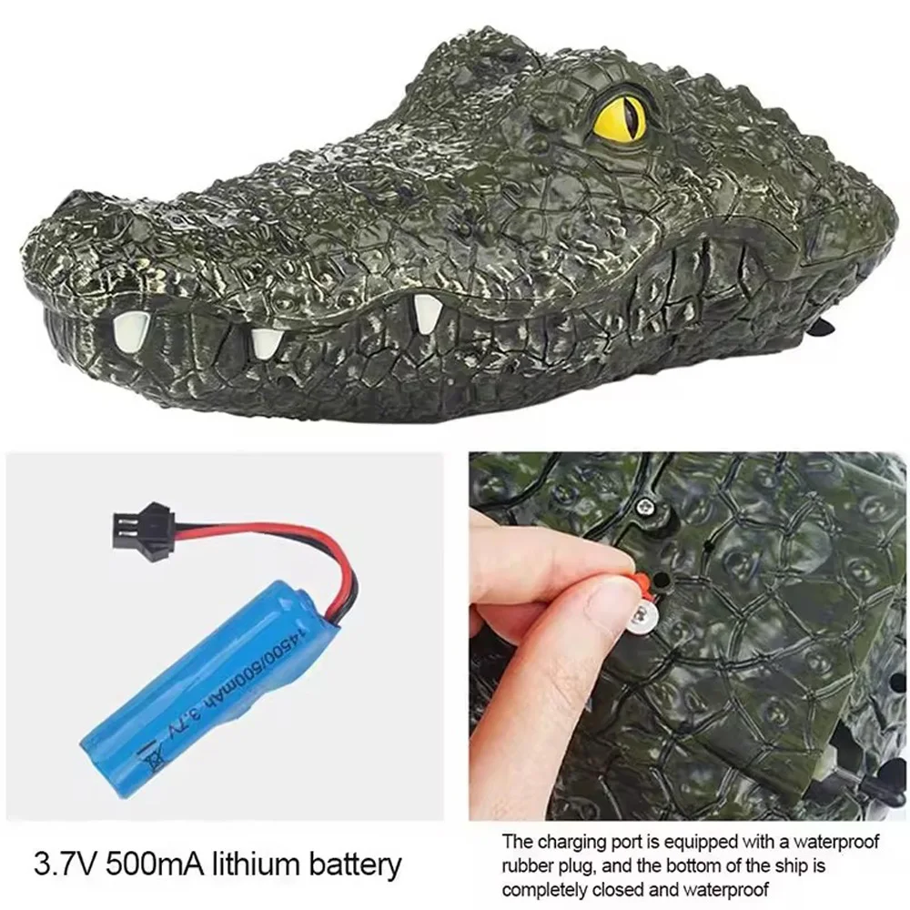 DC newest design 4 Channels Battery Operated Animal Boat 2.4G Crocodile RC Ship