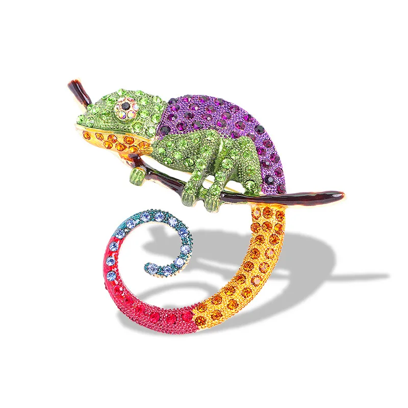 Luxury Lizard Chameleon Animal Brooch Pins Clothing Accessories Corsages Scarf Clip Fashion Brooches for Mens Womens Suits