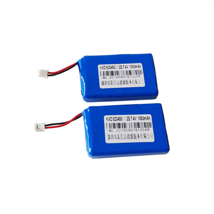 Rechargeable lithium li polymer 523450 1000mah 2000mah 2000 mah 2s lipo battery 3.7v 7.4v 20000mah battery pack