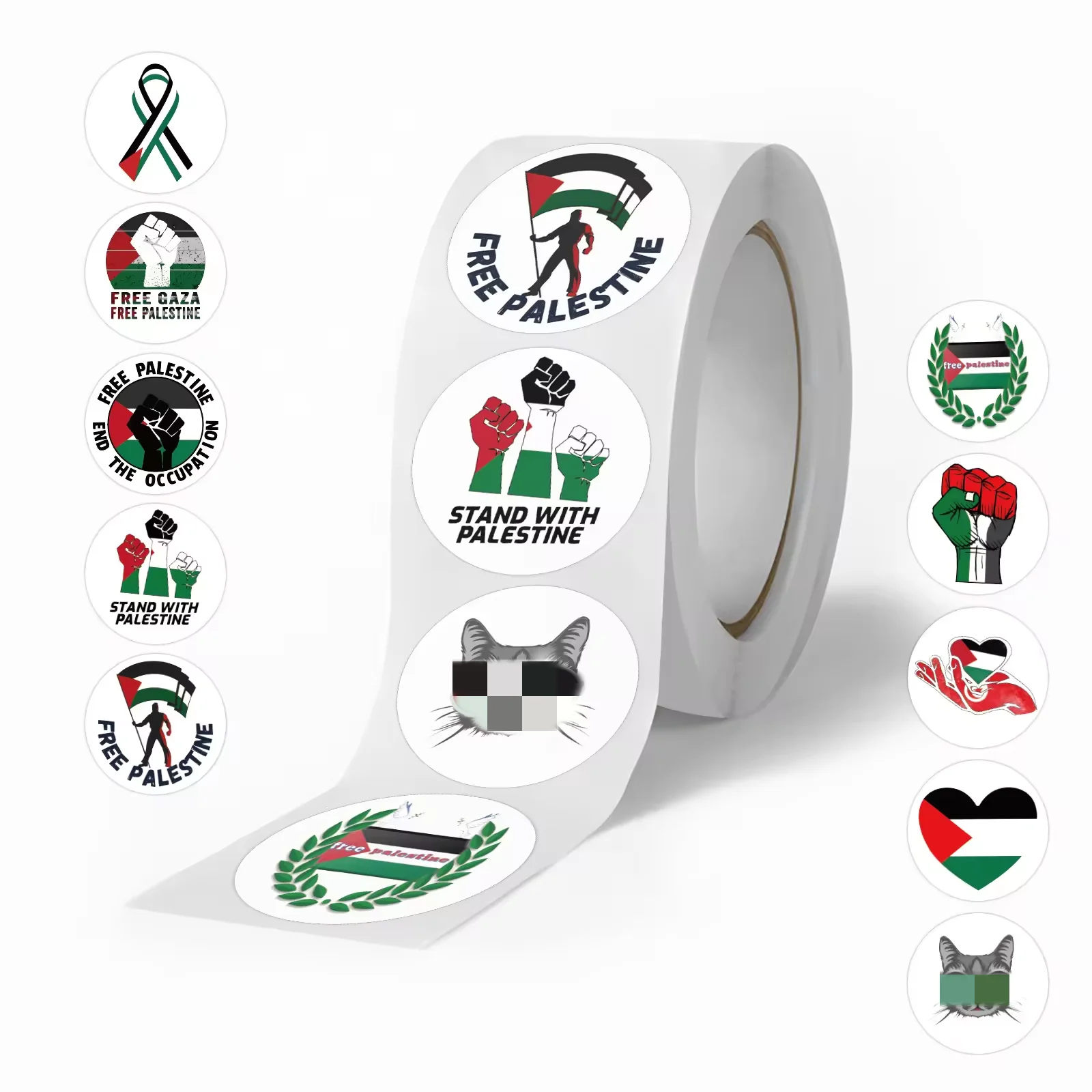 500pcs/roll Custom Stickers Pattern Palestine Car Sticker Waterproof Palestine Flag Stickers For Decoration