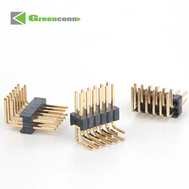 Customized connector manufacturer 1.27mm Pitch Pin Header Duals Rows R/A Type Base 2.00H  40 pin header connector