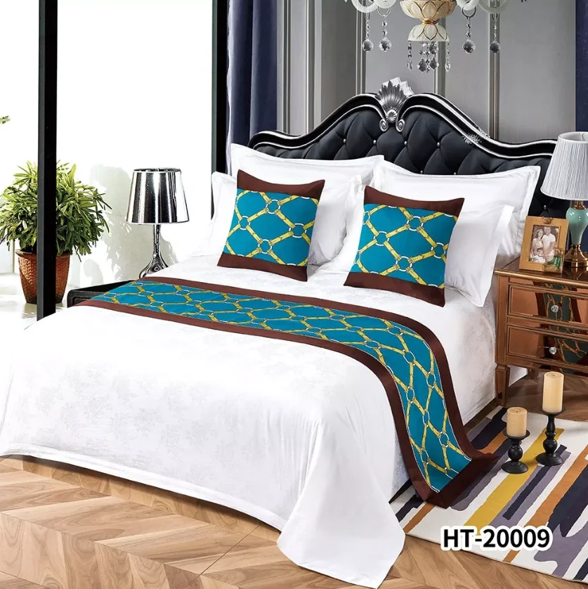 Hotel Solid Color Bed Runners with Matching Pillows Scarves Decoration for Bed Flag Bedding Scarf for King Size