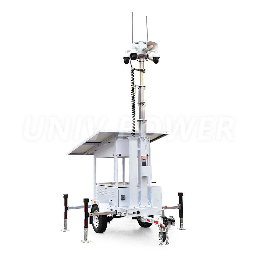 New Mobile surveillance trailer with 2 solar panels solar CCTV  trailer with PTZ camera