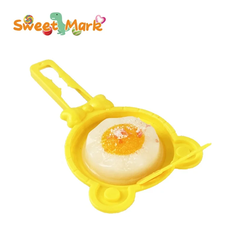 Halal jelly pudding display jar 3d egg jelly candy with sour popping powder