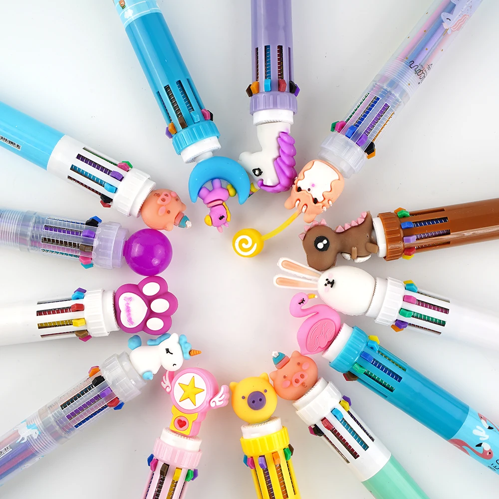 Pen Customize Logo Cute School Supplies 10 In 1 Multi-color Ball Point Pen