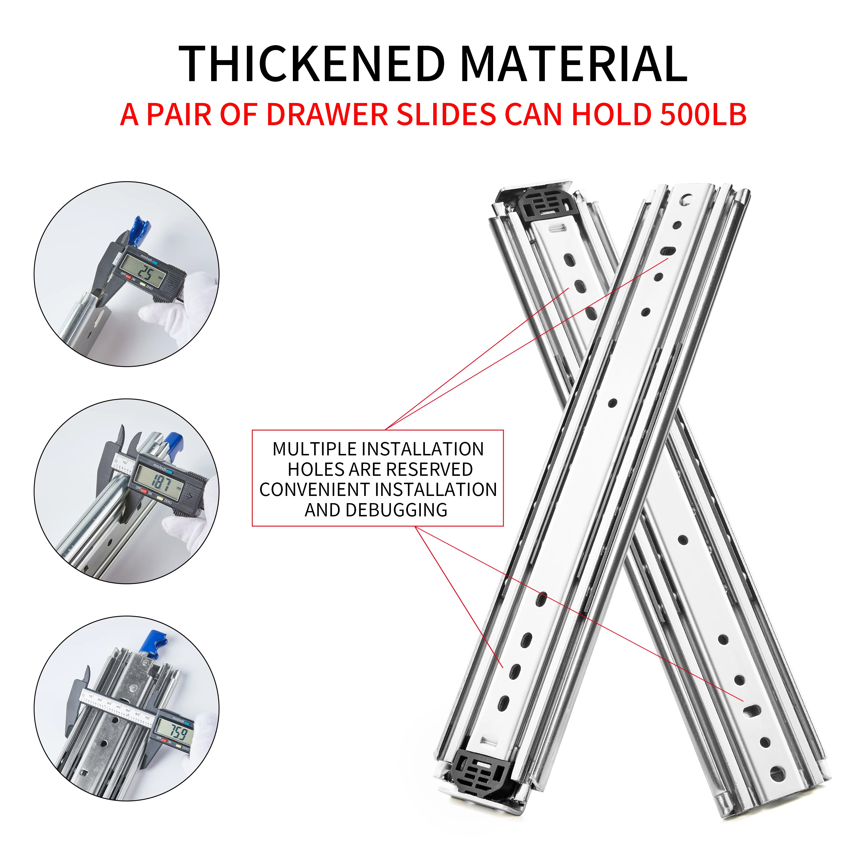 SNEIDA Factory sale 18inch maximum load 225kg heavy duty without lock drawer slide for Off Road Camper Trailer Slide Out Kitchen