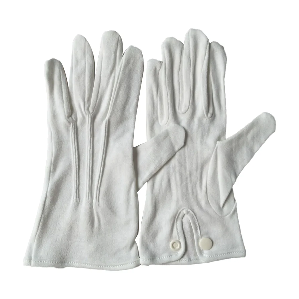 Factory Price Wholesale Wear-Resistant Breathable General Work White Cotton Thread Gloves With Button