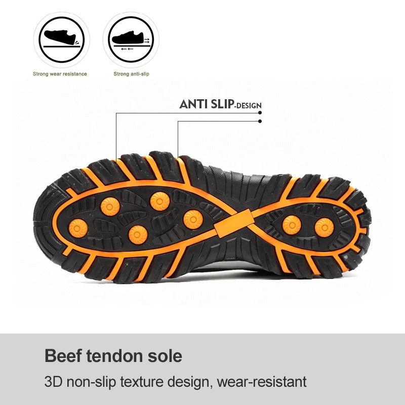 mesh net breathable suede upper material steel toe and sole anti piercing anti puncture leisure men safety shoes