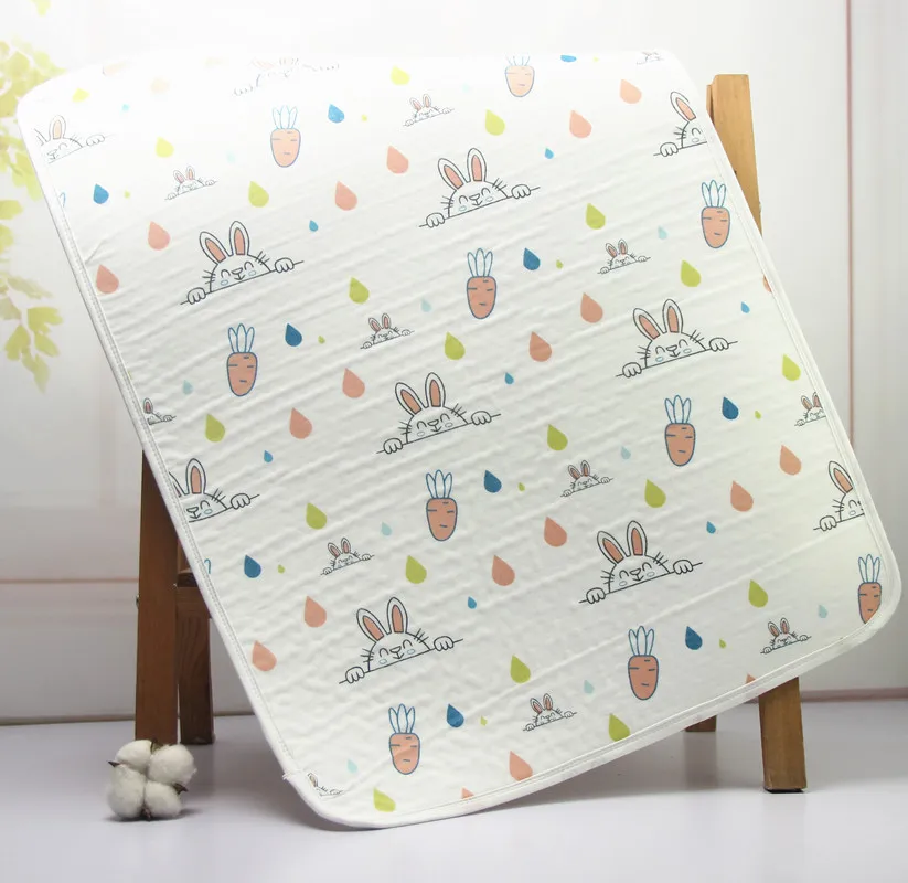 70x90cm Flowers Waterproof Muslin Cotton Changing Mat Baby Diaper Changing Pad