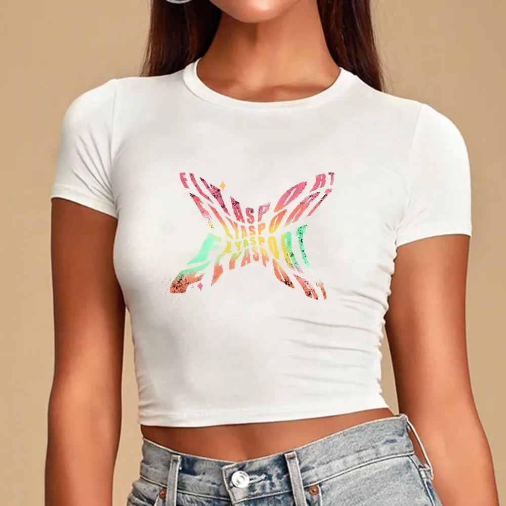 Baby Tee Cropped Ladies Graphic T Shirts Plain Summer Cotton Tight Slim Fit T Shirt Top Oversized Crop Top Mujer Sexy For Women