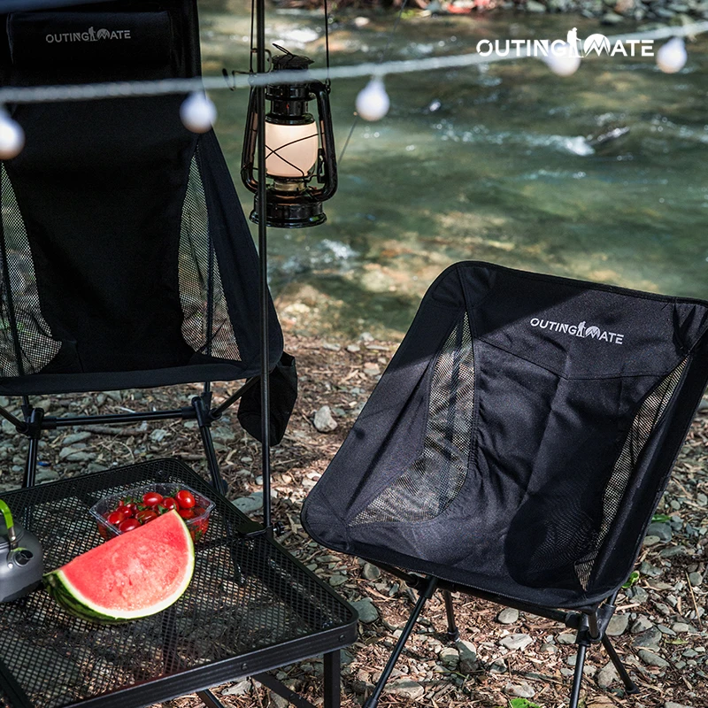 OUTINGMATE Manufacturers Custom Outdoor  Ultralight Portable  Aluminum Moon Chair Beach Chair Folding Camping Chair