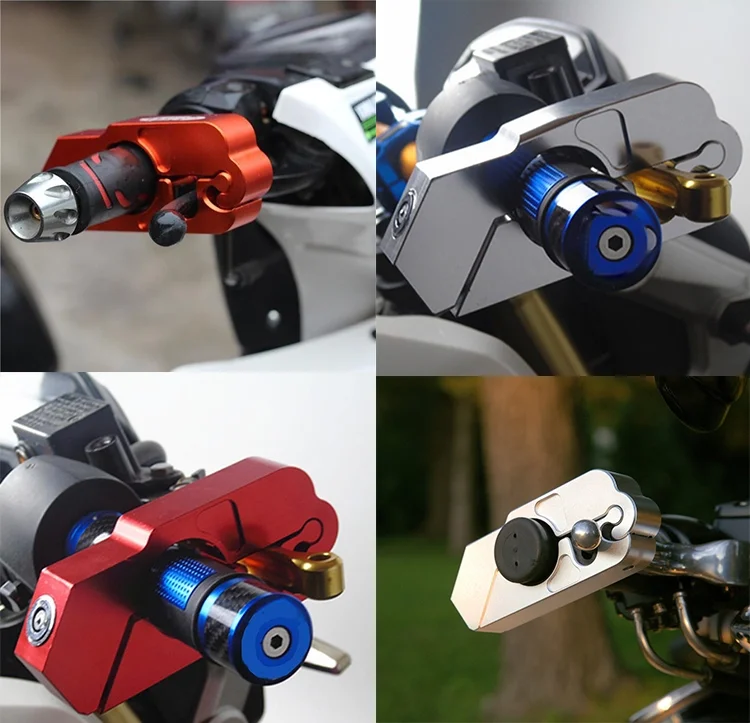 Double Cylinder Hole Lock Body Motorcycle Brake Throttle Key Box Break Universal Grip Handlebar Lever Aluminium