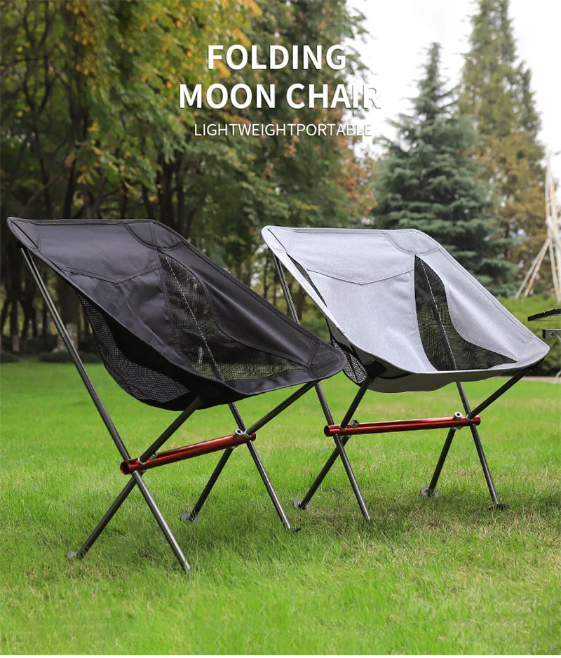 2021 Portable outdoor furniture Foldable Lightweight 7075 Aluminium Frame Moon Camping Chair