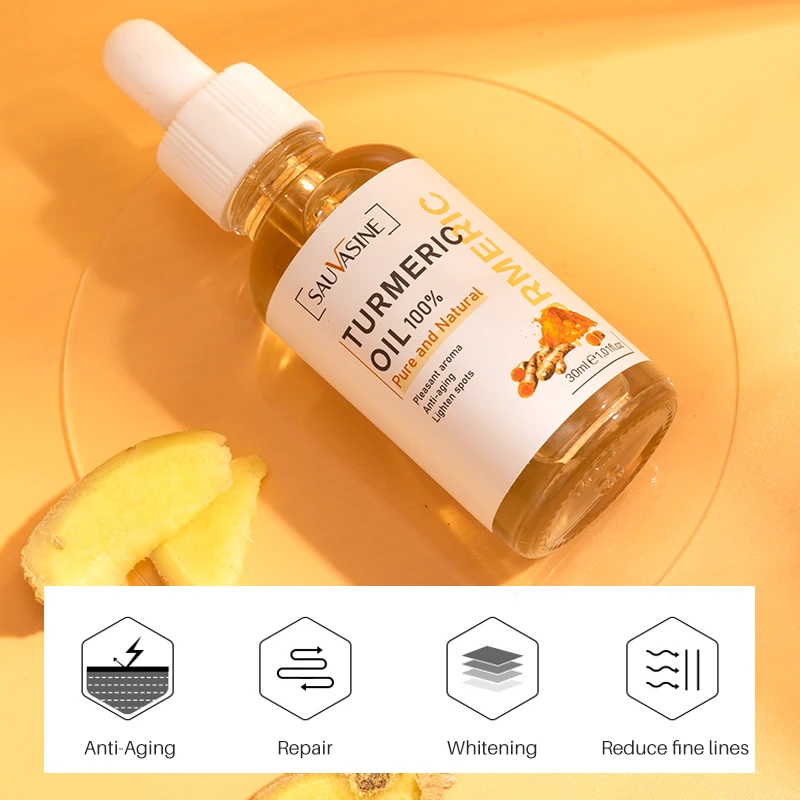 private label Custom Natural Organic Whitening Anti-Aging lighten spots Essential Oil Turmeric Facial Face Oil