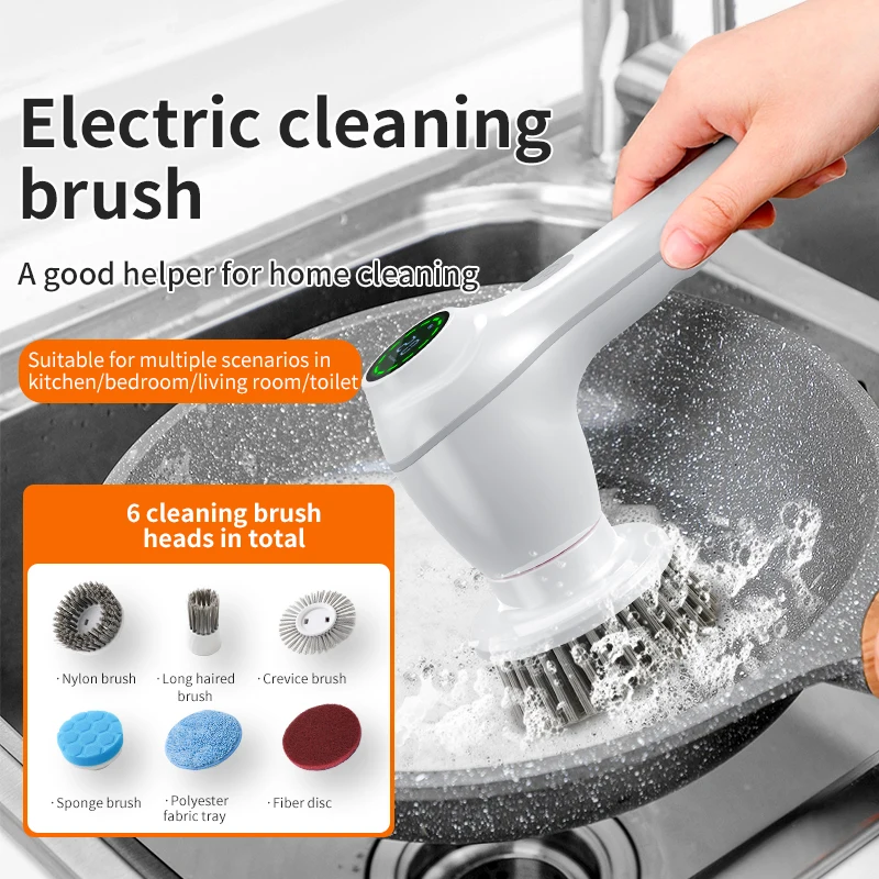 6 in 1 electric cleaning brush kitchen automatic clean brush shoe brush for cleaning electric spin scrubber cordless