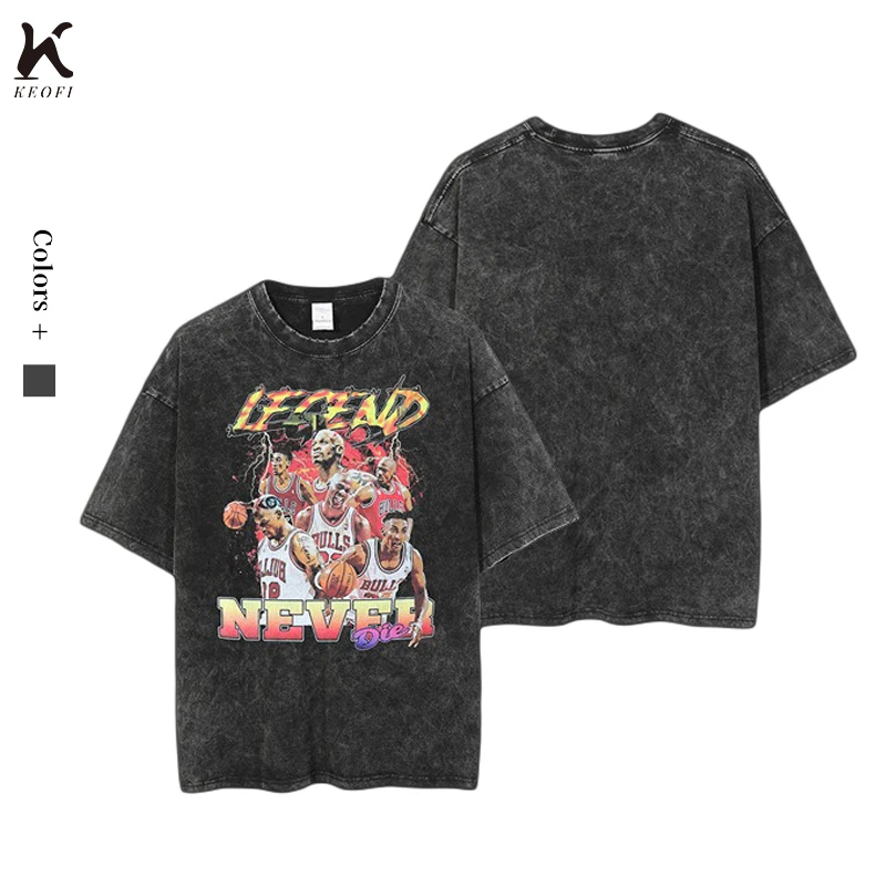 Manufacturer Oversized 100% Cotton Tshirt screen print Wash Water To Make Old Graphic Printed T-shirts