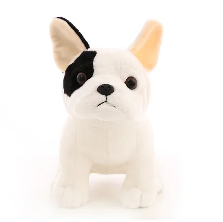 Cute French Bulldog Plush Toy Sitting Pose Mascot Shadows realistic dog