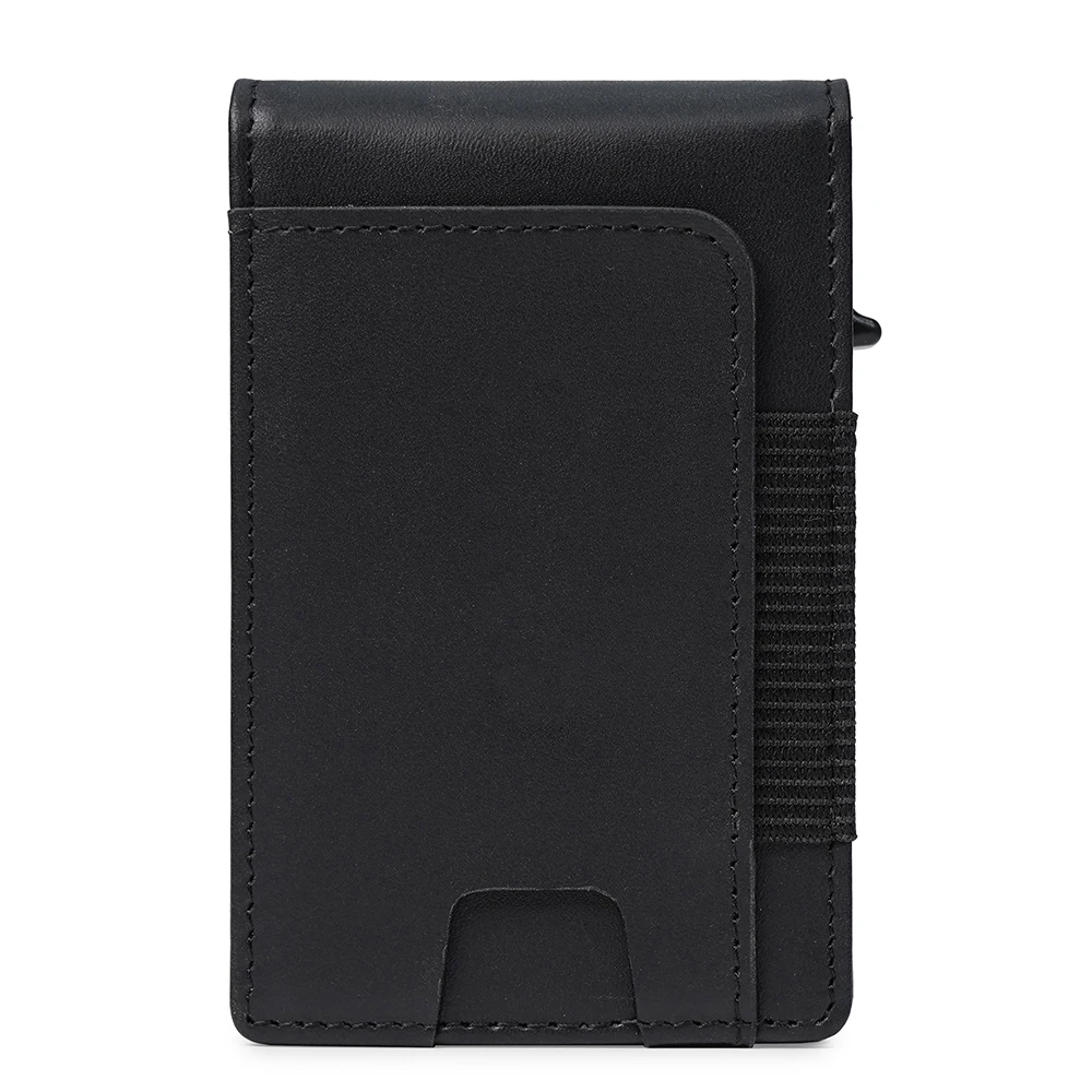 RFID Blocking Mens Wallet Card Holder, Pop Up Card Case, Smart Slim Minimalist Bifold Wallet Back Side With Money Clip